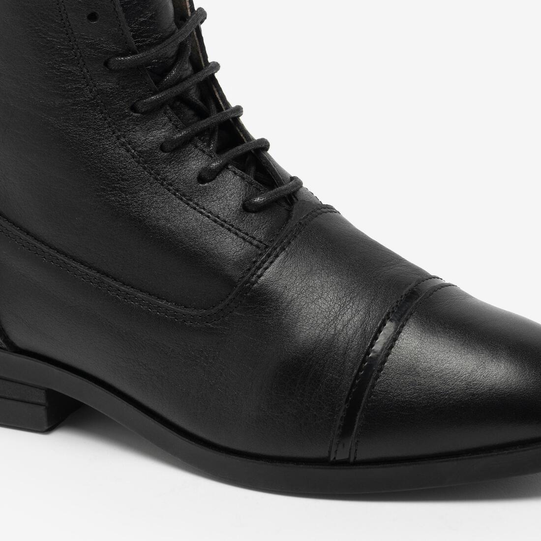 Adult Horse Riding Leather Lace-Up Jodhpur Boots - 900, Black, No Color, large image number 3