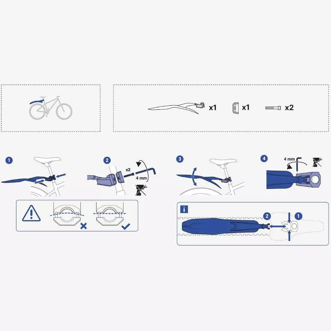 26in - 27.5in - 29in Rear Rigid Mountain Bike Mudguard Kit - V2, Black, No Color, large image number 5