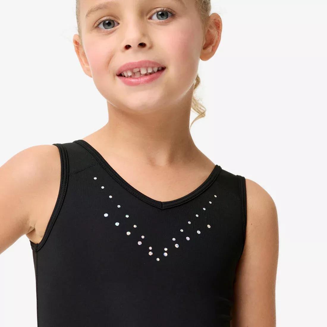 Kids Girls Gymnastics Elegant Leotard, Black, No Color, medium