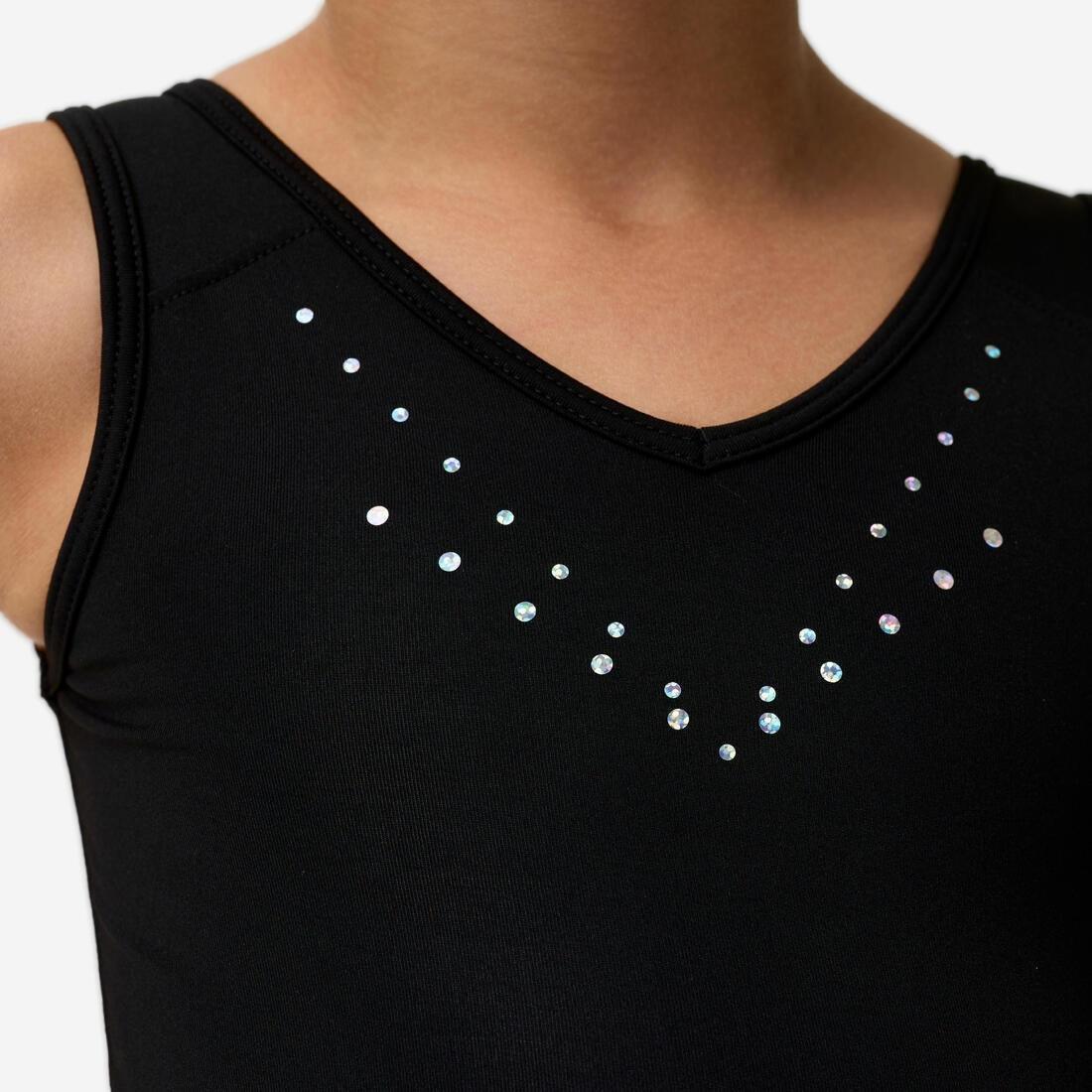 Kids Girls Gymnastics Elegant Leotard, Black, No Color, large image number 4