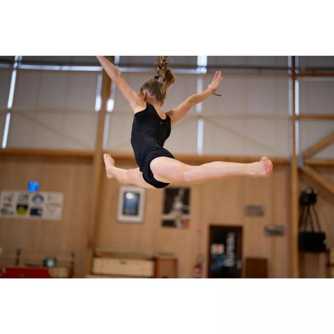 Kids Girls Gymnastics Elegant Leotard, Black, No Color, large image number 6