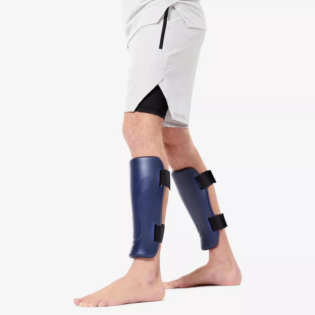 Adult Full Contact and Savate Boxing Shin Pad, Blue, No Color, large image number 5