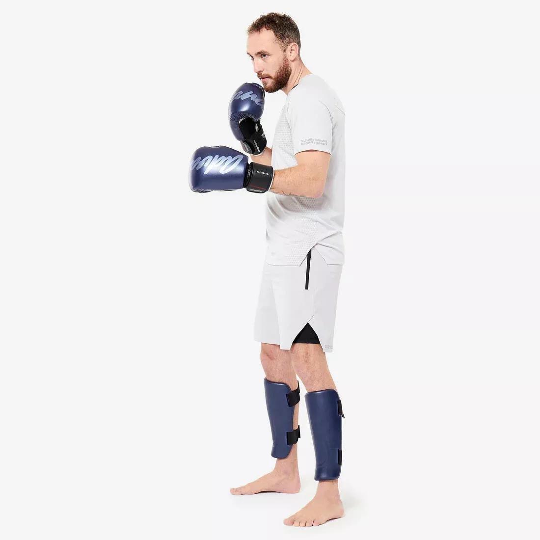 Adult Full Contact and Savate Boxing Shin Pad, Blue, No Color, large image number 7