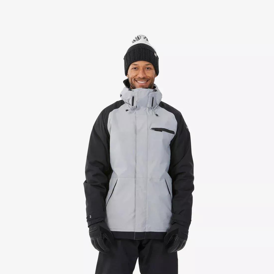 STEEL GREY Men's warm and breathable snowboard jacket, SNB 100, , medium