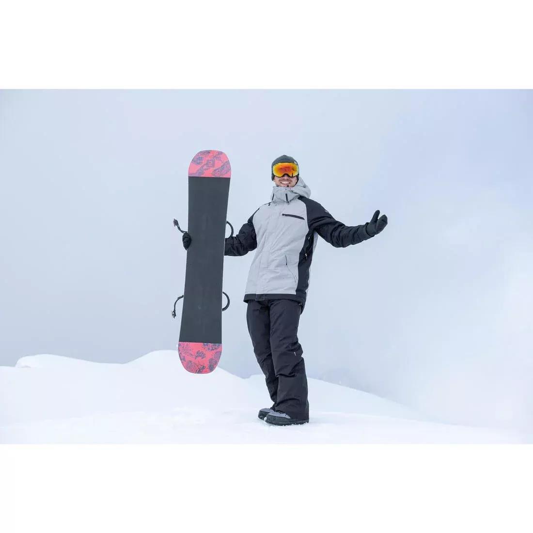 STEEL GREY Men's warm and breathable snowboard jacket, SNB 100, , large image number 1