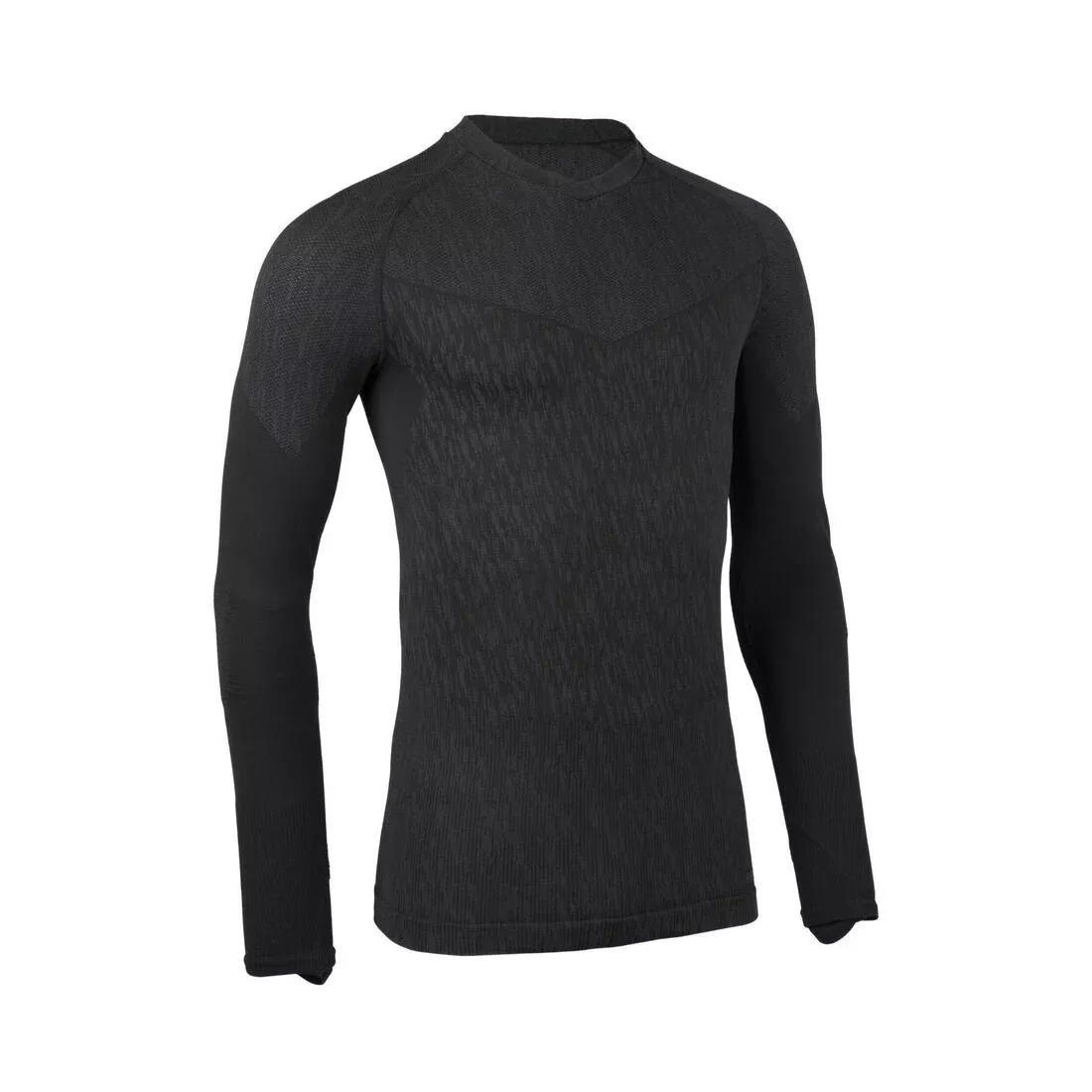Adults Football Long-Sleeved Seamless Thermal Base Layer Top - Keepdry, Black, No Color, medium