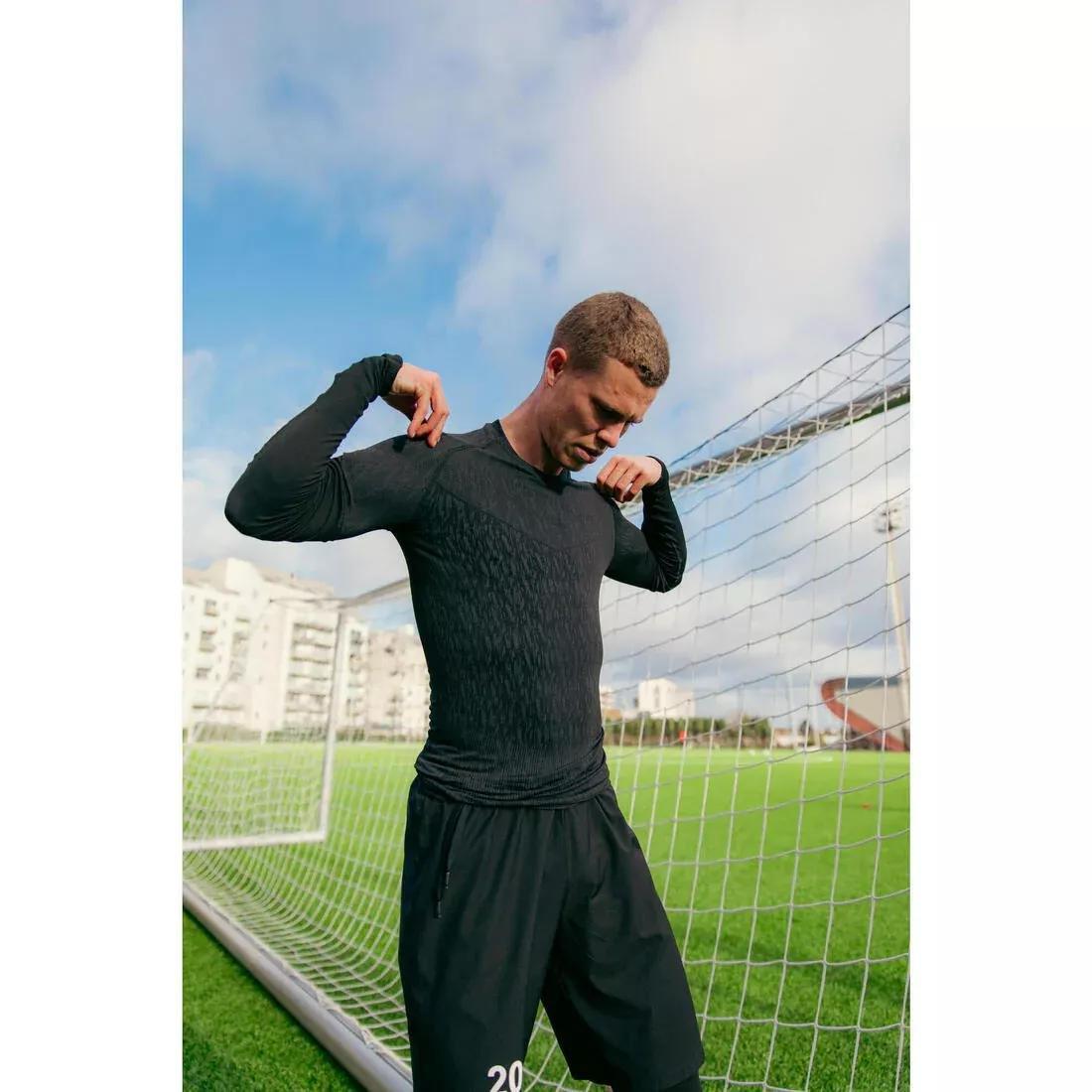 Adults Football Long-Sleeved Seamless Thermal Base Layer Top - Keepdry, Black, No Color, large image number 8