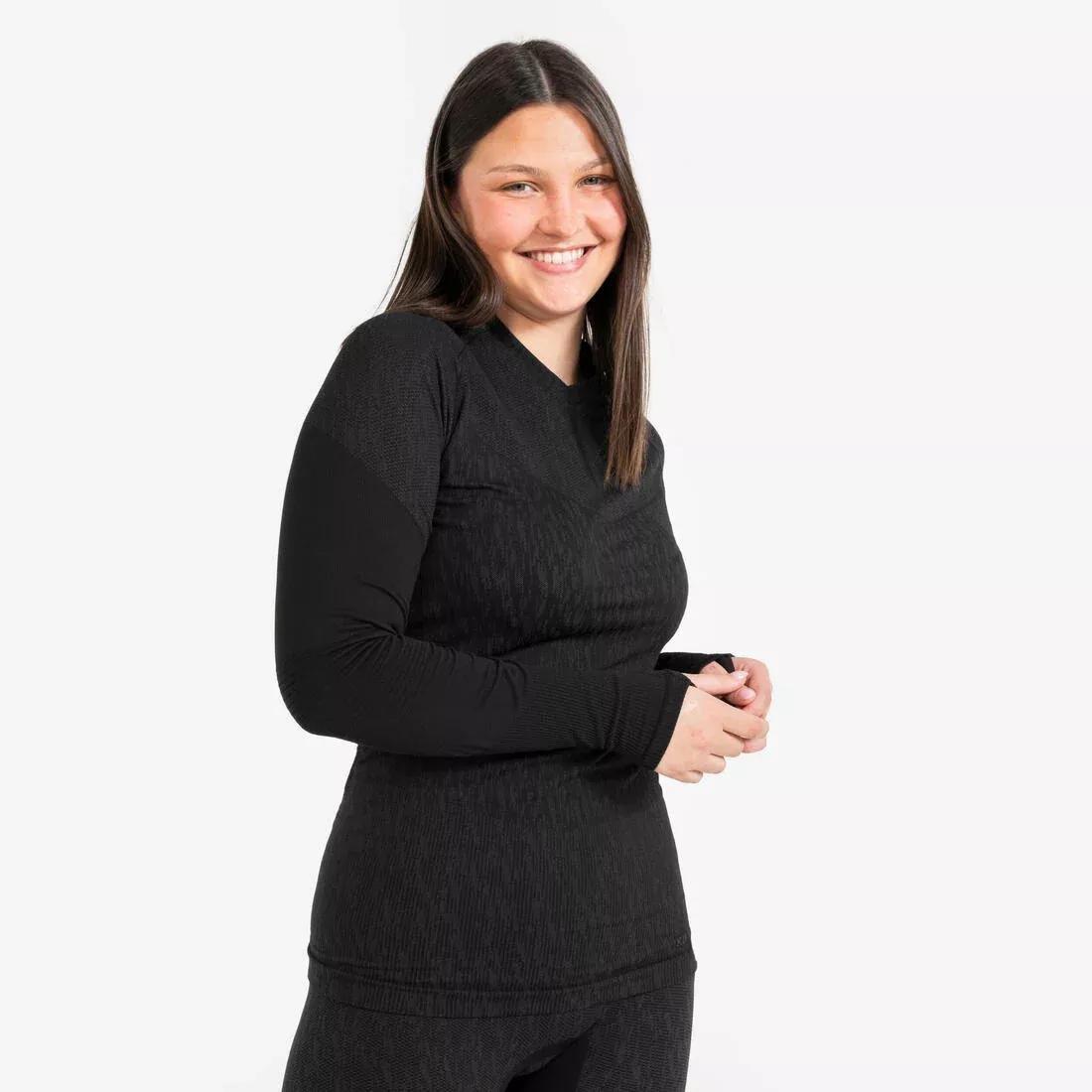 Adults Football Long-Sleeved Seamless Thermal Base Layer Top - Keepdry, White, No Color, large image number 5