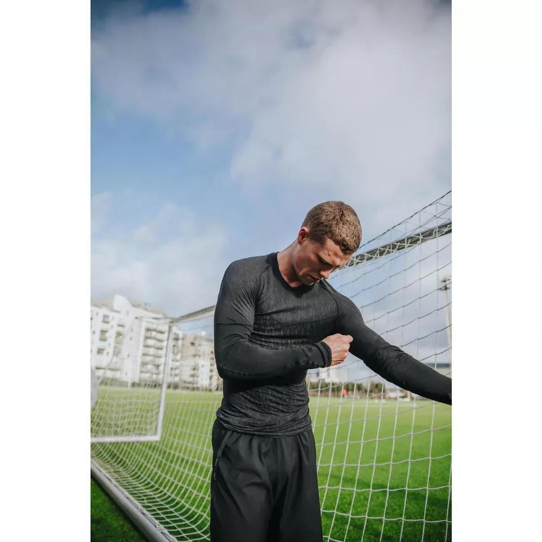 Adults Football Long-Sleeved Seamless Thermal Base Layer Top - Keepdry, White, No Color, large image number 10