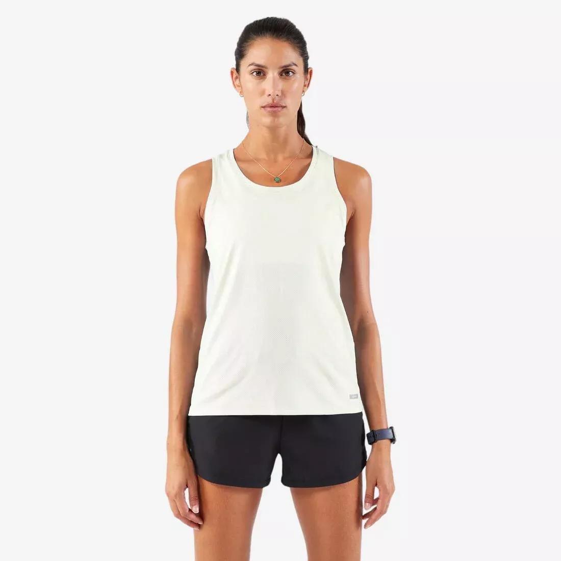 Women Running Breathable Tank Top - Kiprun Run 100, White, No Color, large image number 0