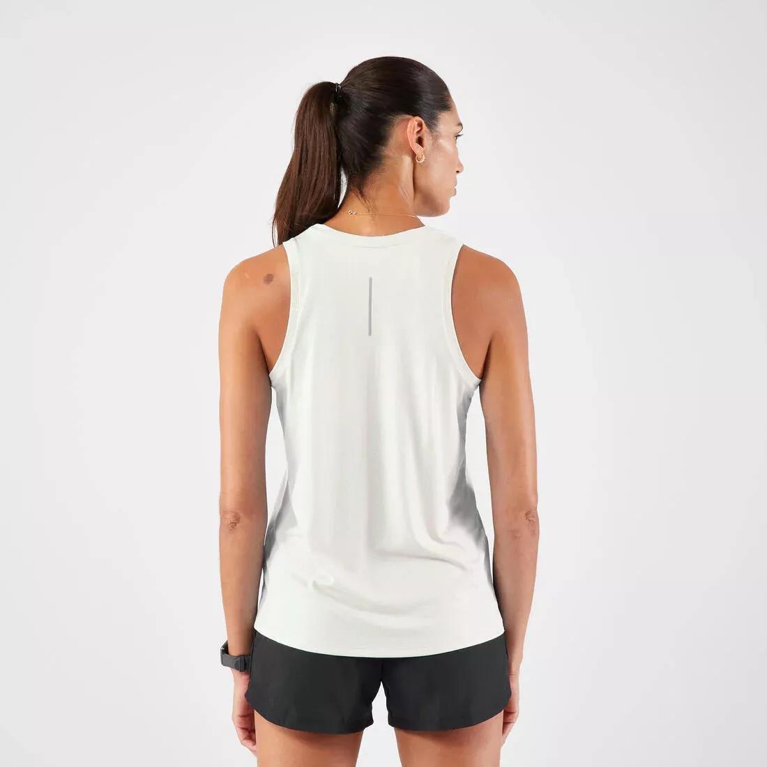 Women Running Breathable Tank Top - Kiprun Run 100, White, No Color, large image number 2