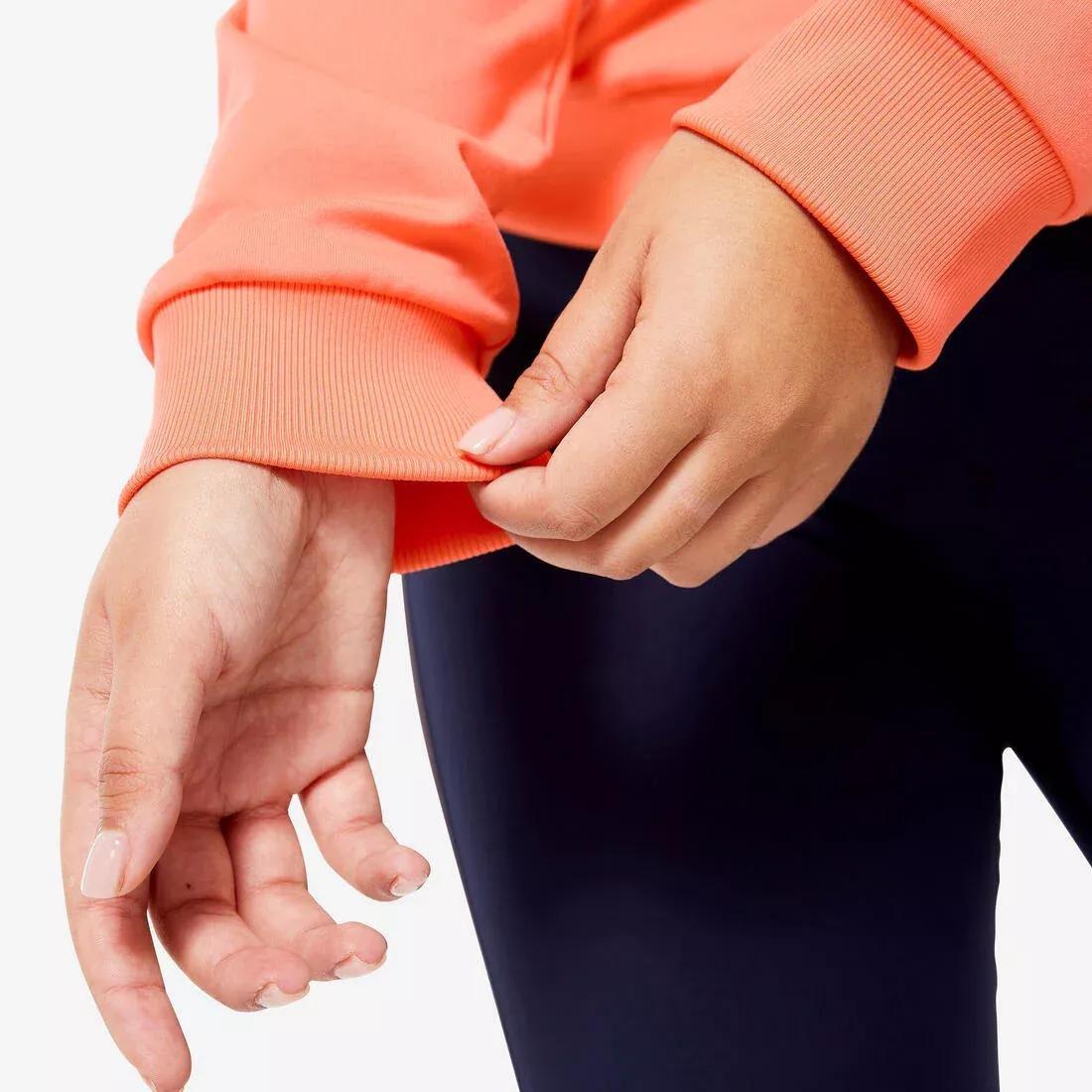 PALE CORAL ORANGE Women's Quarter-Zip Long-Sleeved Cardio Fitness Sweatshirt - Coral, No Color, large image number 5
