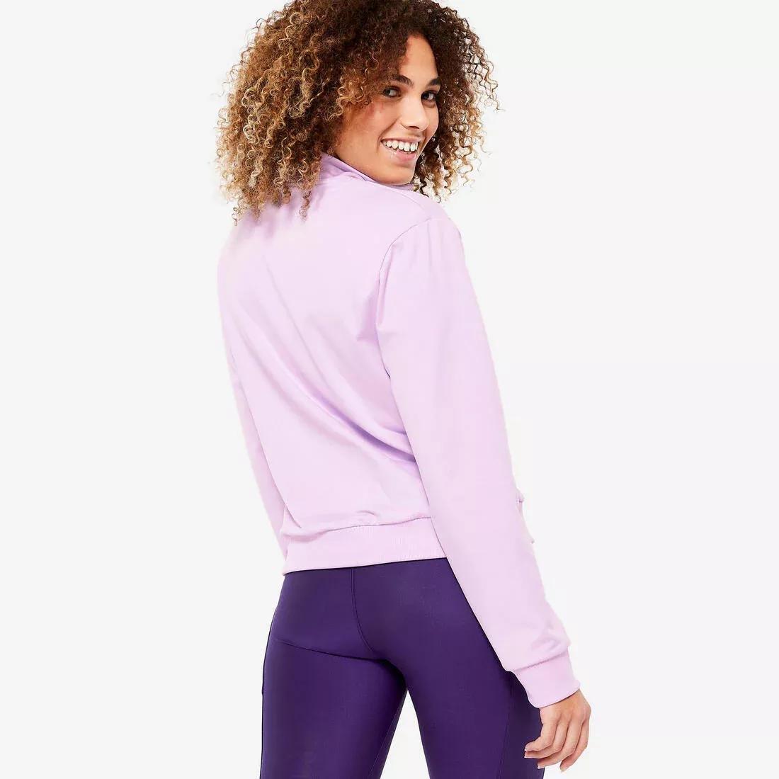 PALE CORAL ORANGE Women's Quarter-Zip Long-Sleeved Cardio Fitness Sweatshirt - Coral, No Color, large image number 7