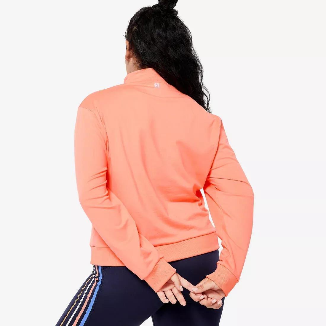 PALE CORAL ORANGE Women's Quarter-Zip Long-Sleeved Cardio Fitness Sweatshirt - Coral, No Color, large image number 11