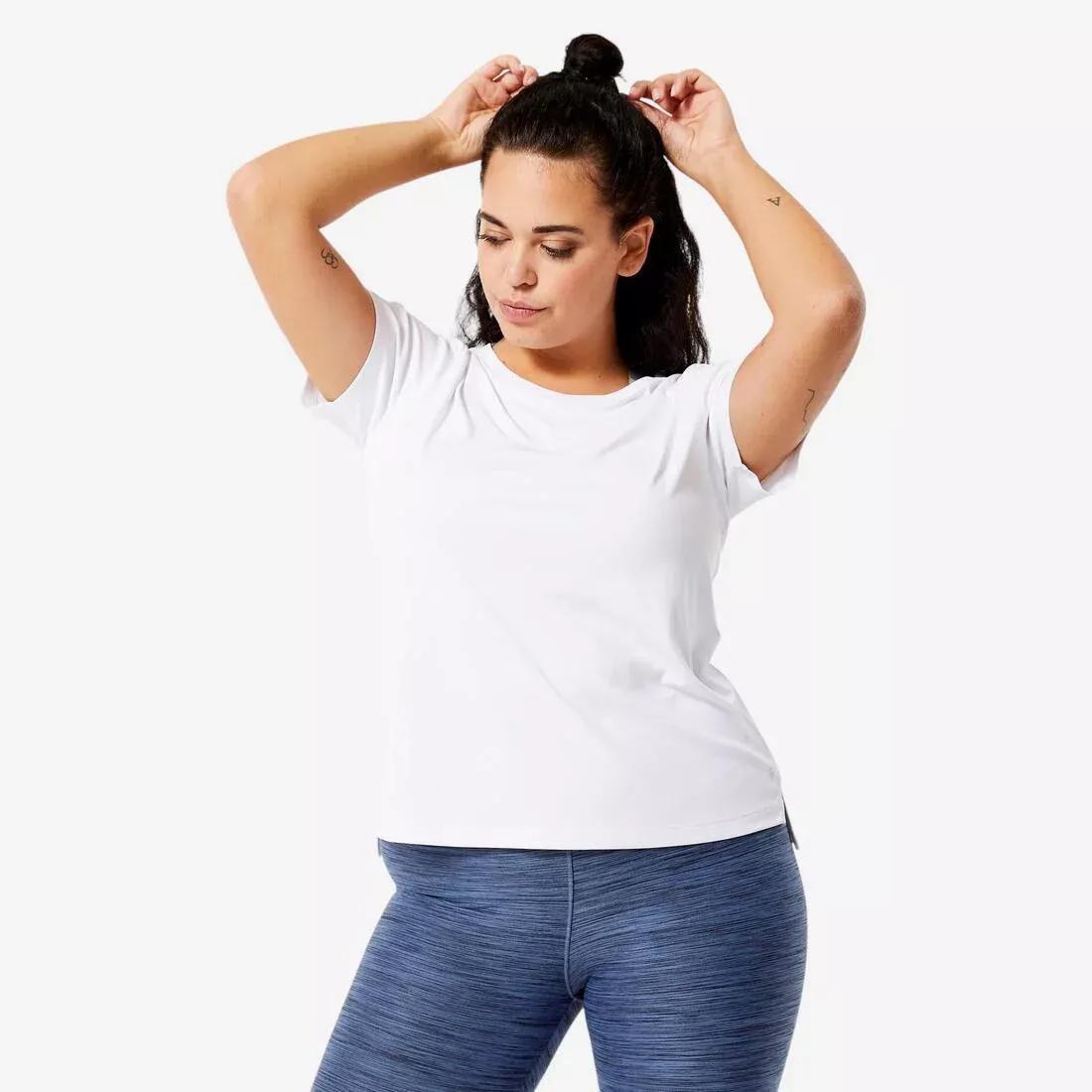 Women Short-Sleeved Cardio Fitness T-Shirt, White, , medium