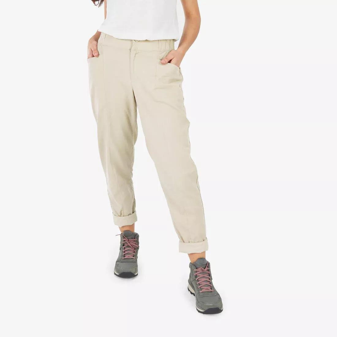Women linen hiking trousers - NH500, Beige, No Color, large image number 9