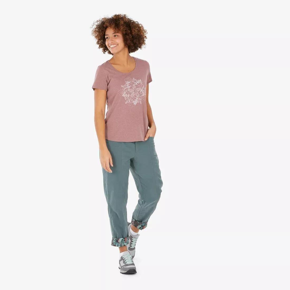 Women Linen Hiking Trousers - NH500, Green, No Color, large image number 3
