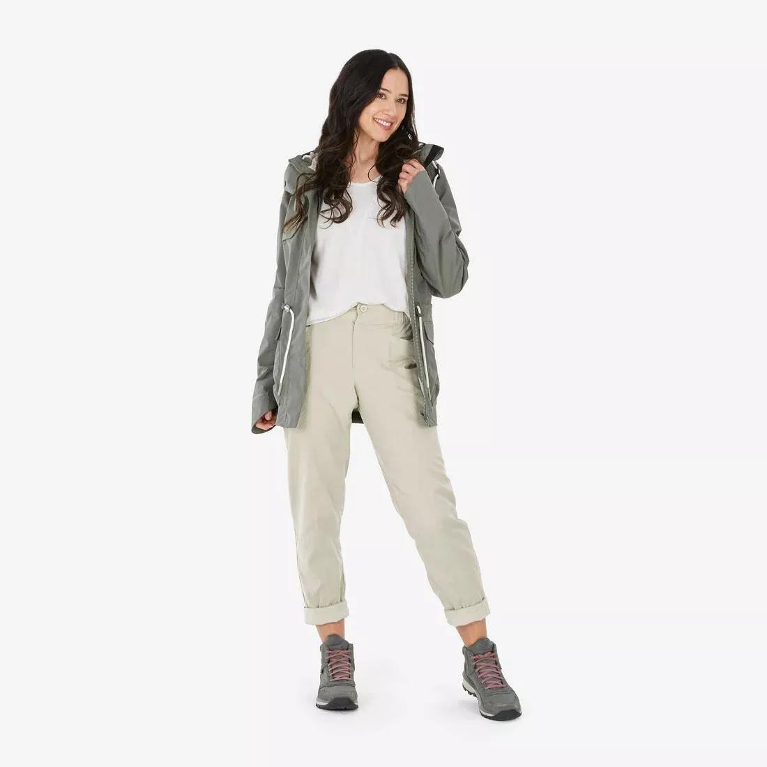 Women Linen Hiking Trousers - NH500, Green, No Color, large image number 4