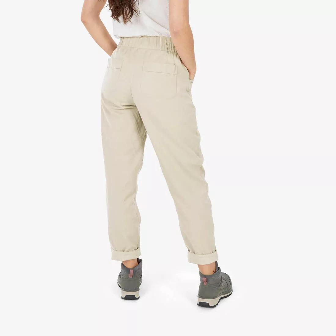 Women Linen Hiking Trousers - NH500, Green, No Color, large image number 9
