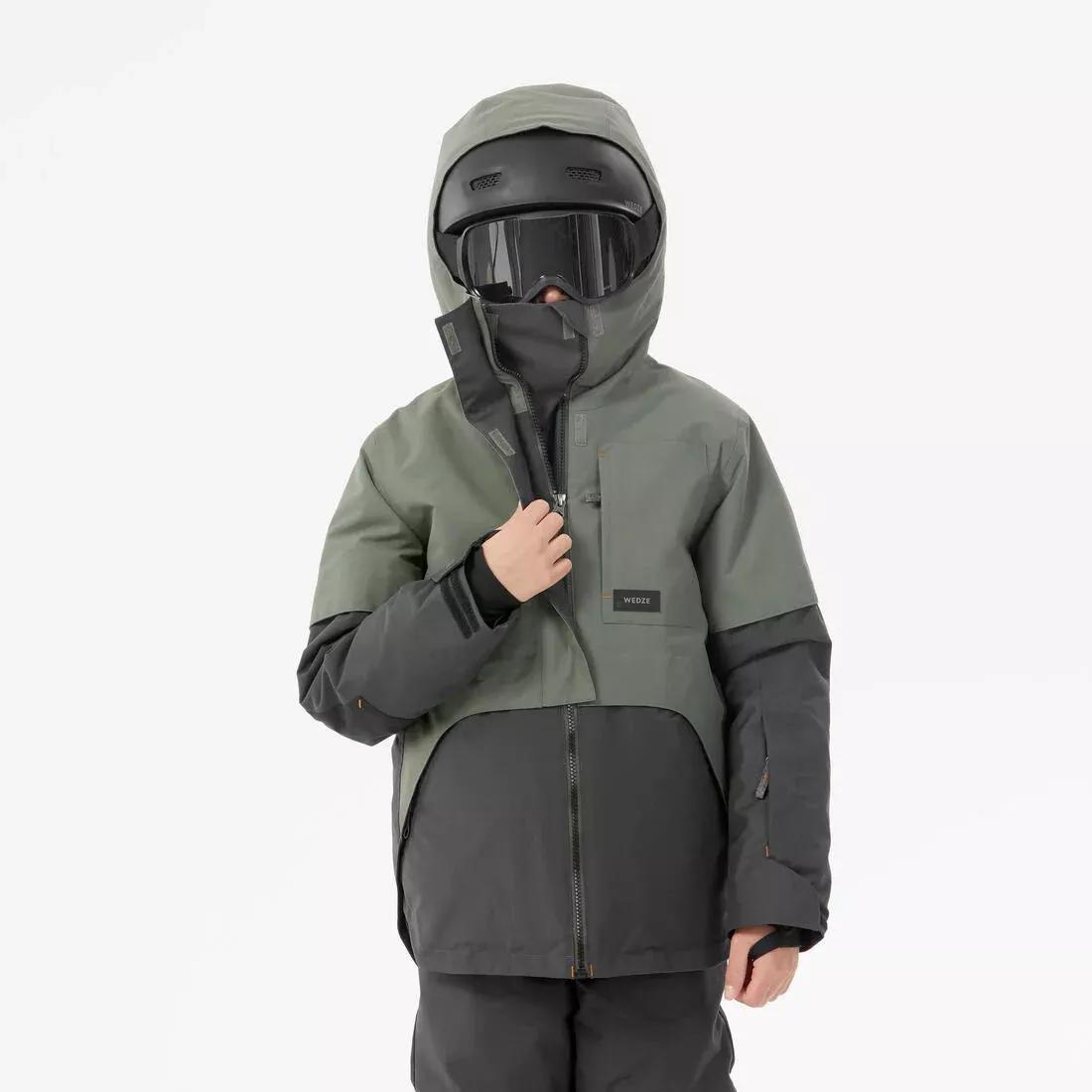 Kids Boys High Resistance Long Snowboard Jacket - SNB 500, Khaki, 5401_000, medium