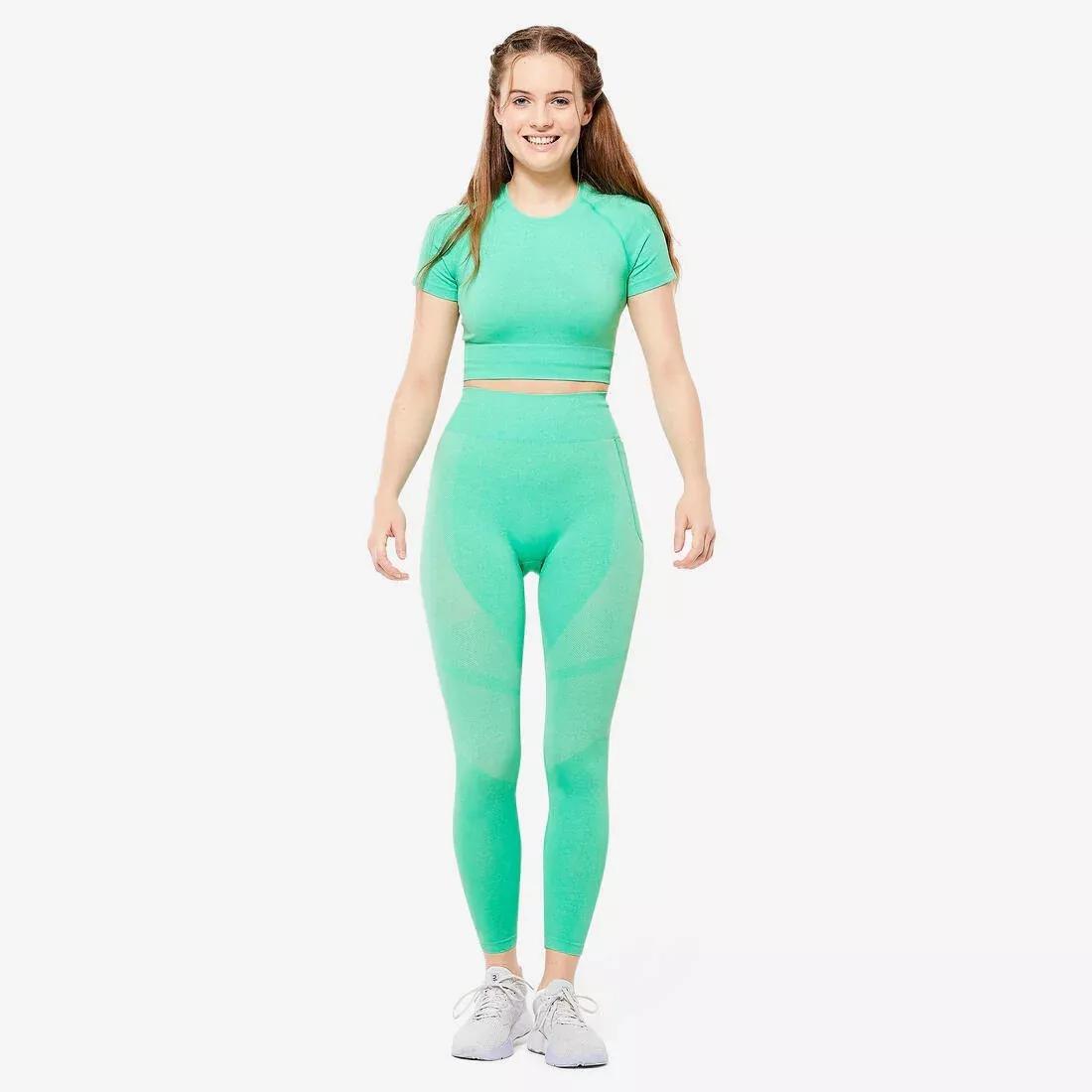 Seamless Short-Sleeved Cropped Fitness T-Shirt, , large image number 6