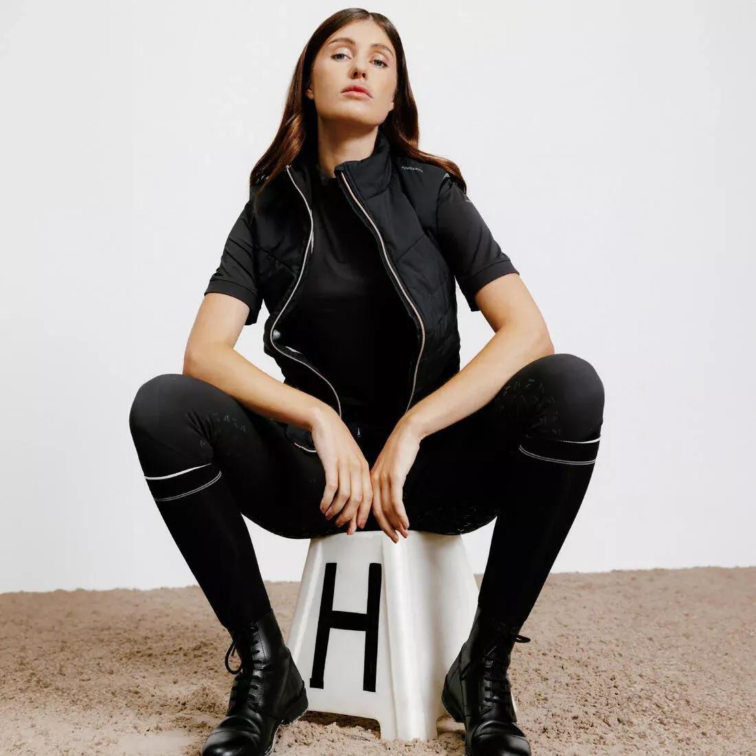 Women Sleeveless Horse Riding Down Jacket - 500 Zip, Black, 5401_000, large image number 5