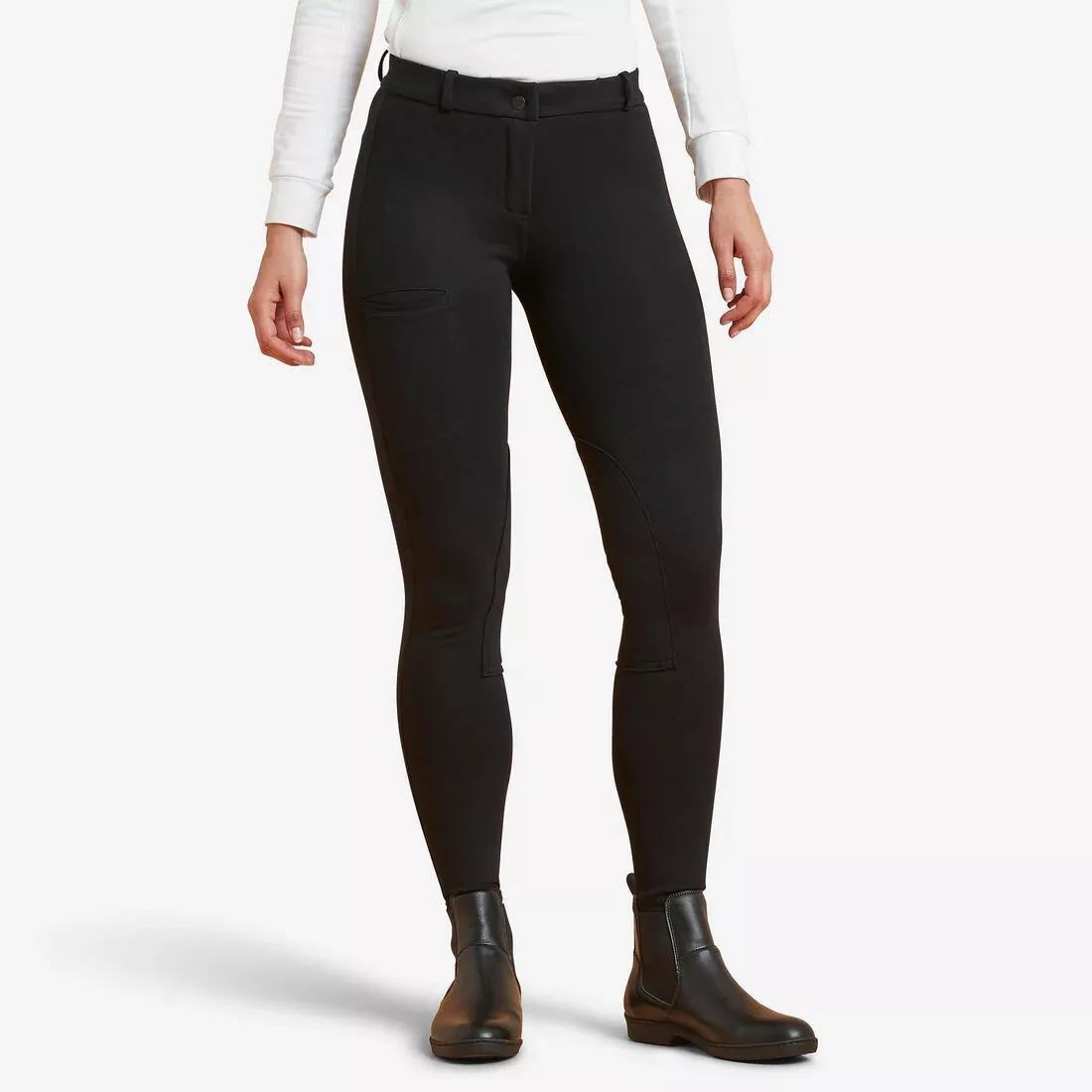 Women Horse Riding Jodhpurs - 100, Black, No Color, medium