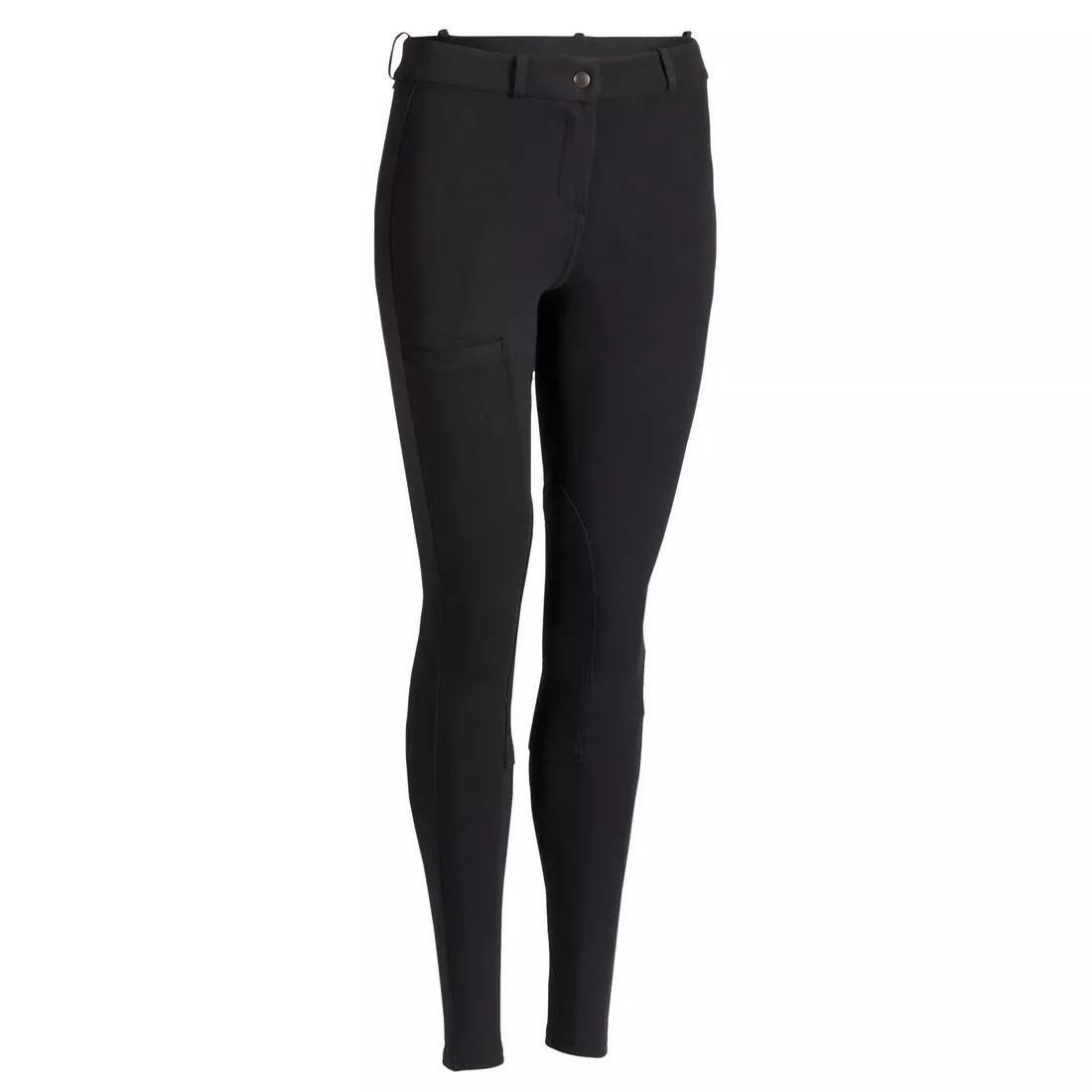 Women Horse Riding Jodhpurs - 100, Black, No Color, medium