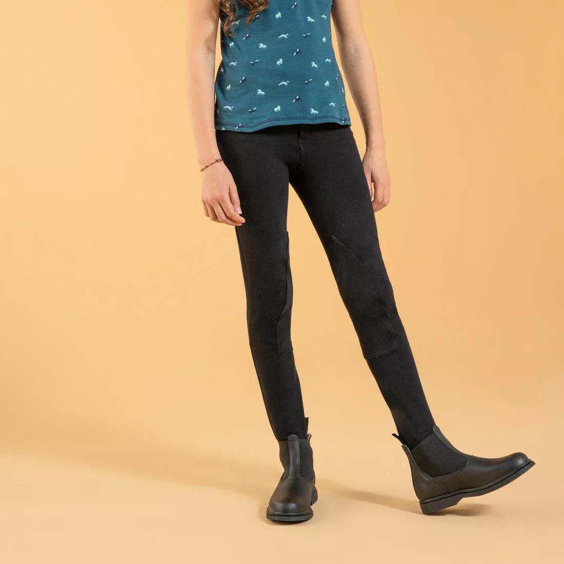 Kids Girls Horse Riding Jodhpurs - 100, Black, No Color, medium