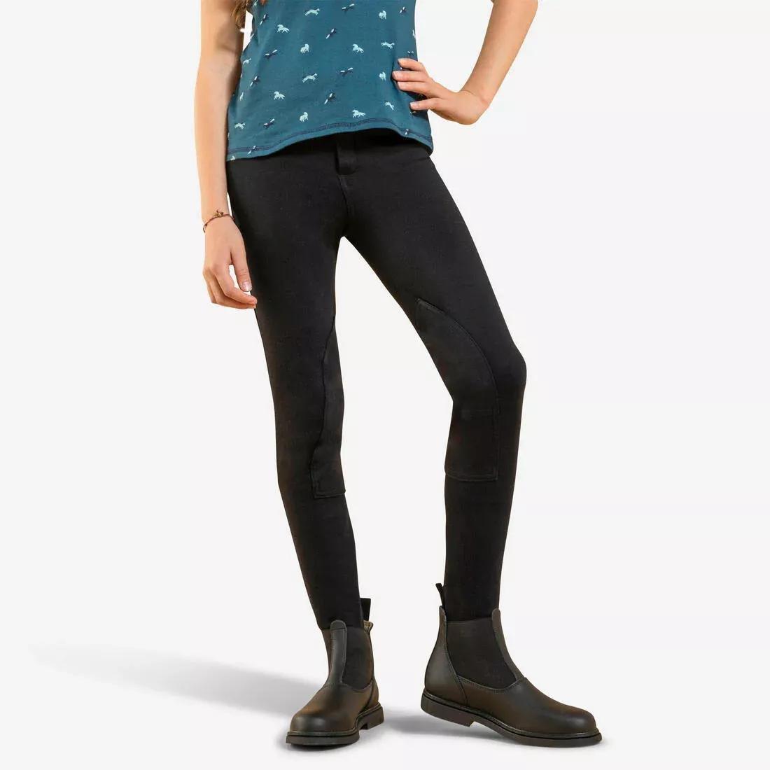 Kids Girls Horse Riding Jodhpurs - 100, Black, No Color, medium