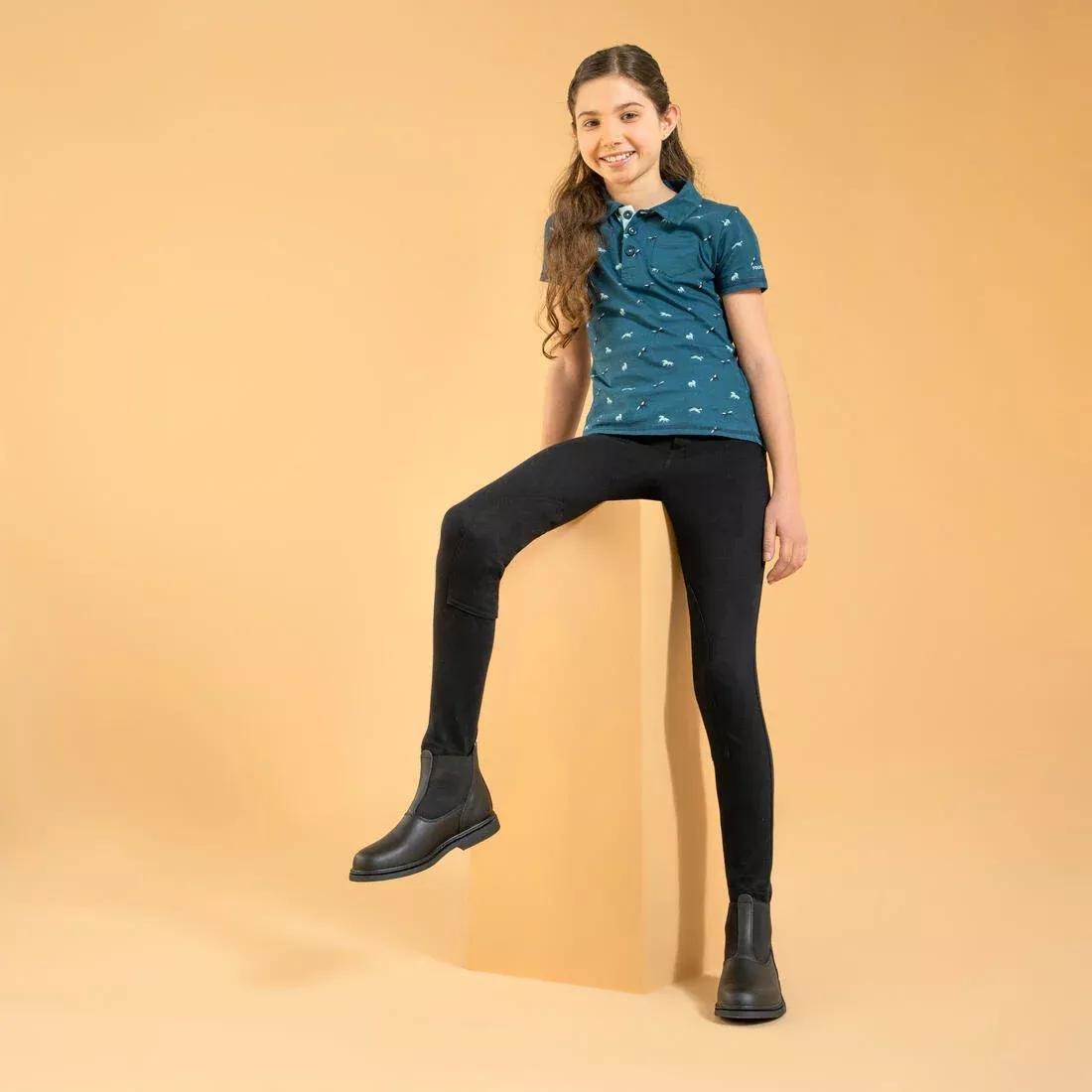 Kids Girls Horse Riding Jodhpurs - 100, Black, No Color, large image number 6