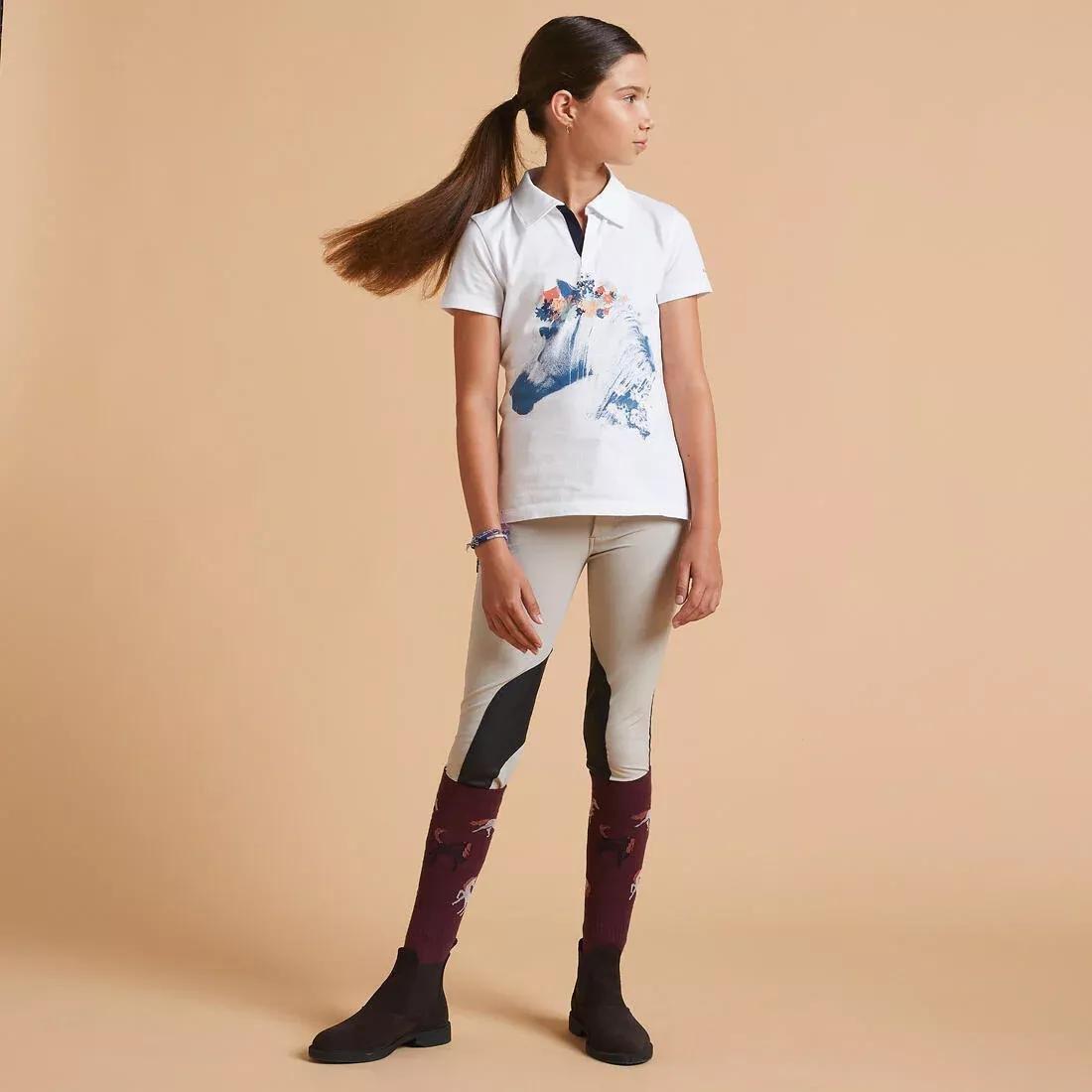 Horse Riding Short-Sleeved Polo Shirt - 100, White, , large image number 1