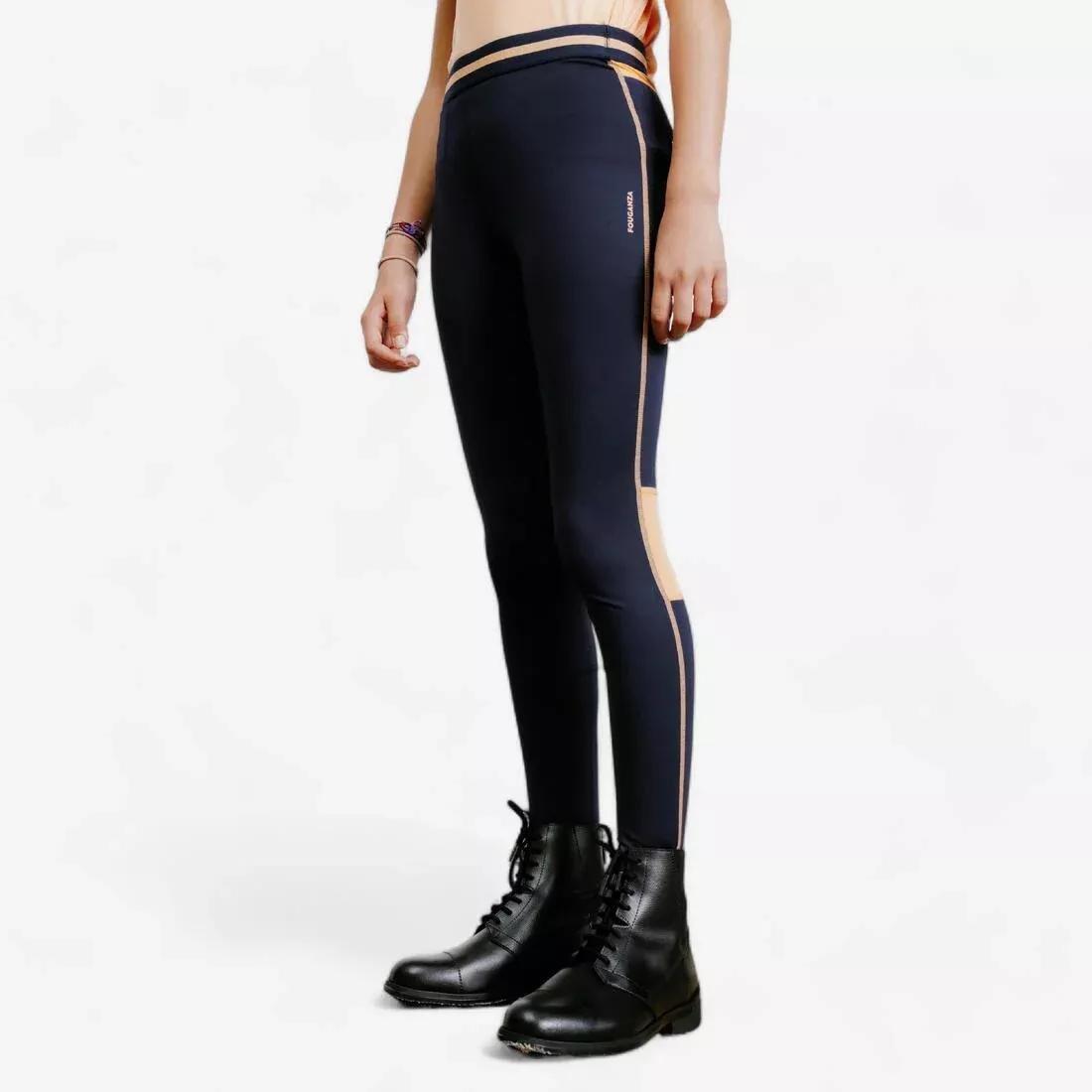 Kids Unisex Light Horse Riding Leggings 100, Blue, No Color, large image number 0