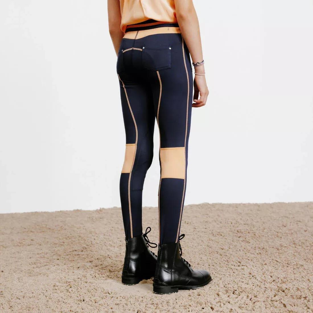 Kids Unisex Light Horse Riding Leggings 100, Blue, No Color, large image number 5