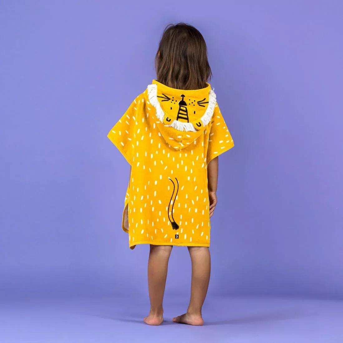 Kids Unisex cotton changing poncho - Lion, No Color, medium