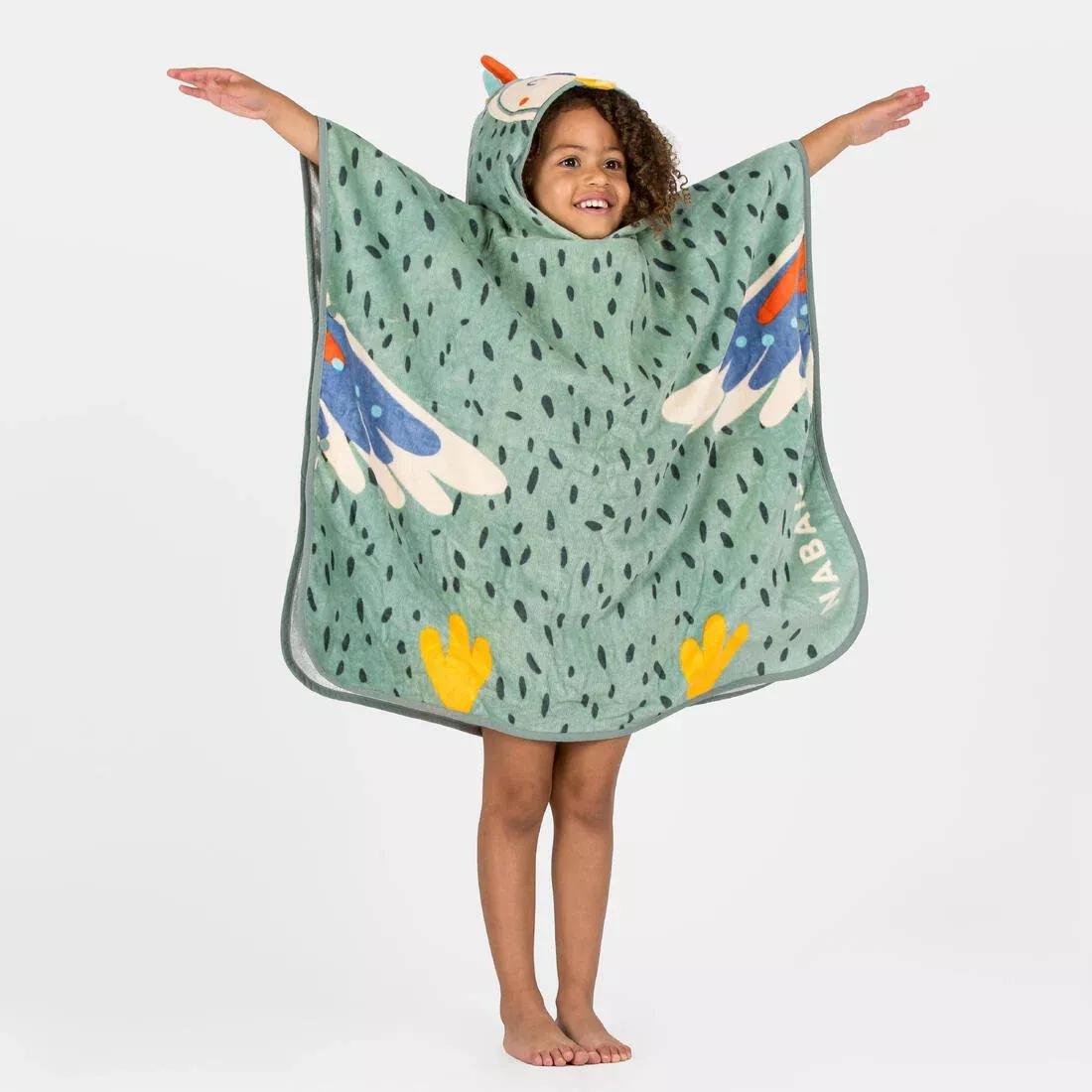 Kids Unisex poncho, Green, No Color, medium