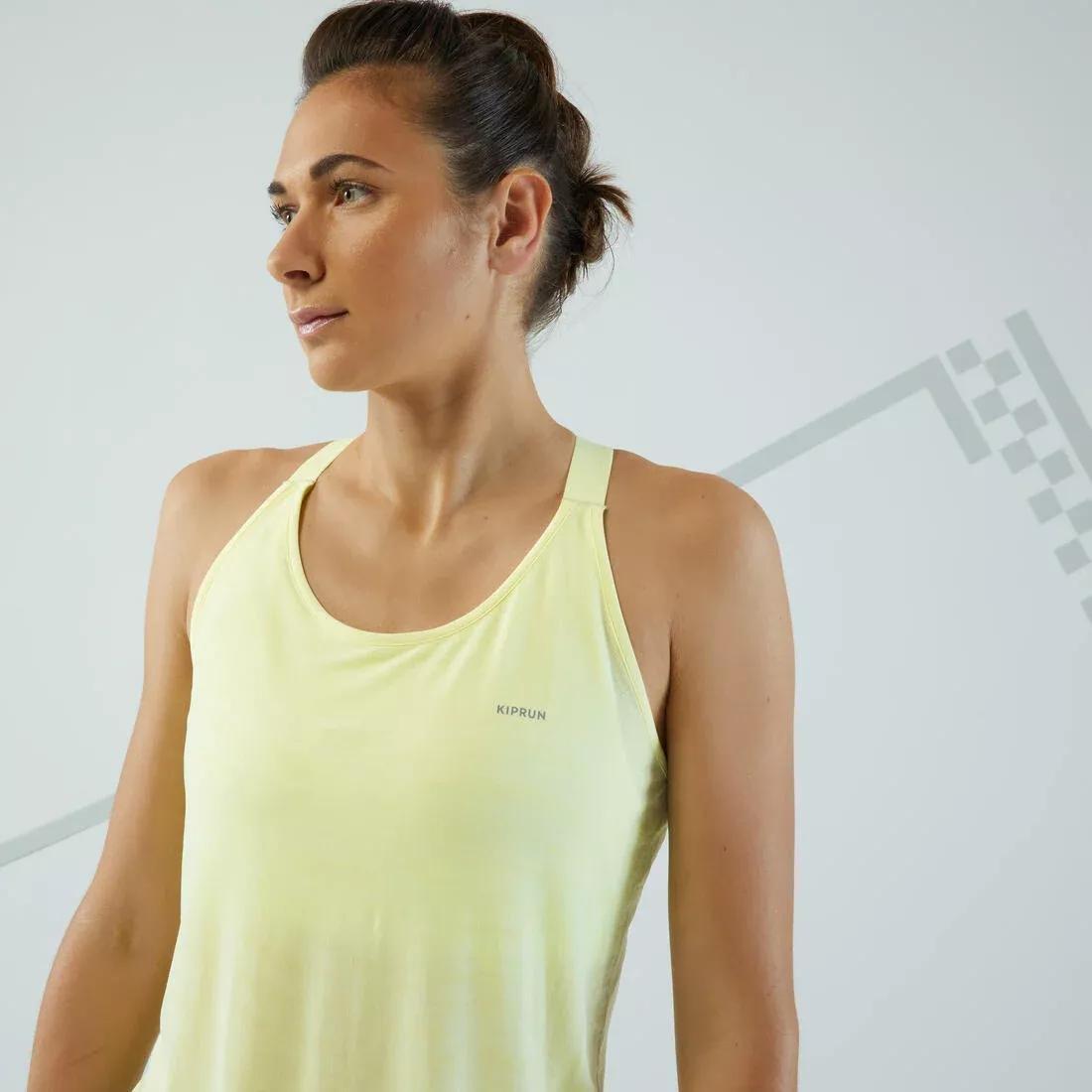 Women Comfort Seamless Running Tank Top - Kiprun Run 500, Yellow, 5401_000, large image number 5