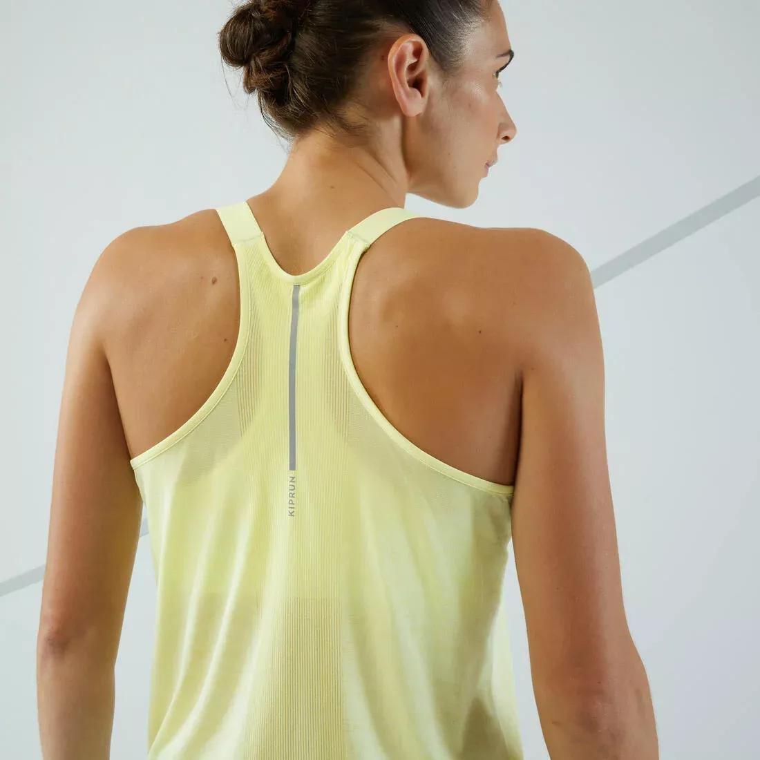 Women Comfort Seamless Running Tank Top - Kiprun Run 500, Yellow, 5401_000, large image number 7