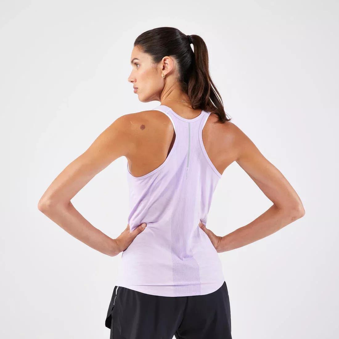 Women Kiprun Run 500 Comfort Seamless Running Tank Top, Grey, , large image number 2
