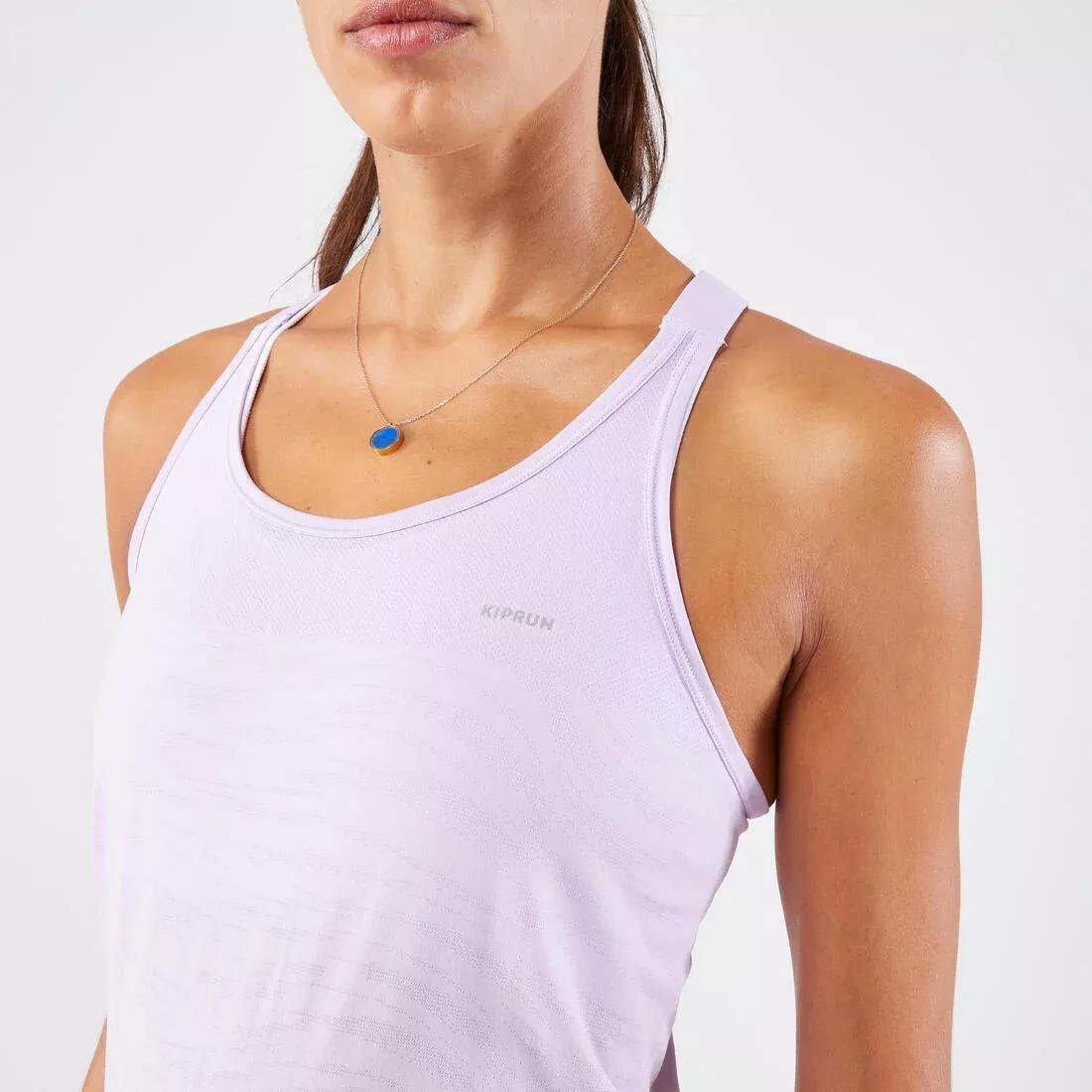 Women Kiprun Run 500 Comfort Seamless Running Tank Top, Grey, , large image number 3