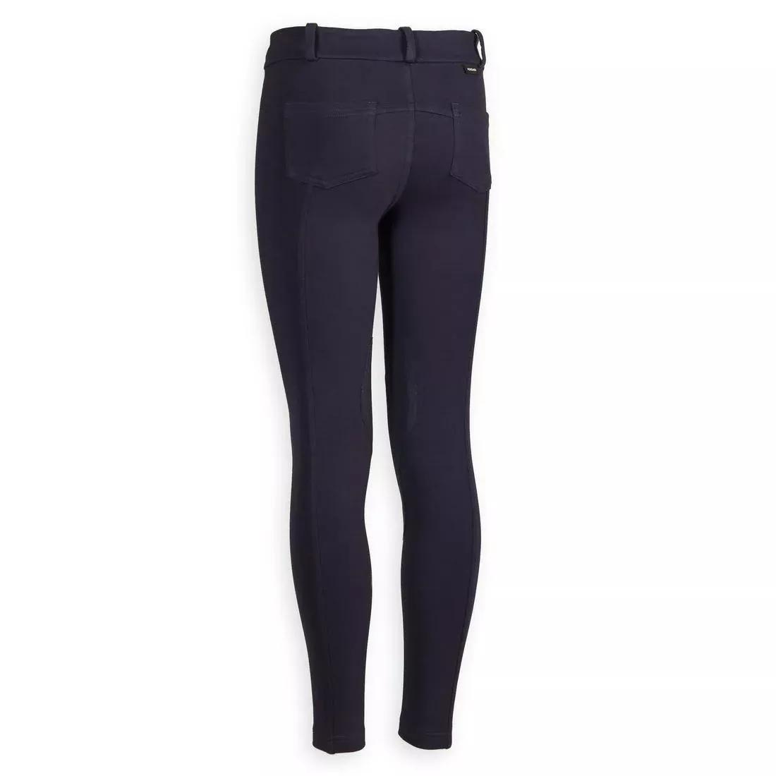 Kids Boys Horse Riding Suede Patch Jodhpurs - 140, Navy, , large image number 3