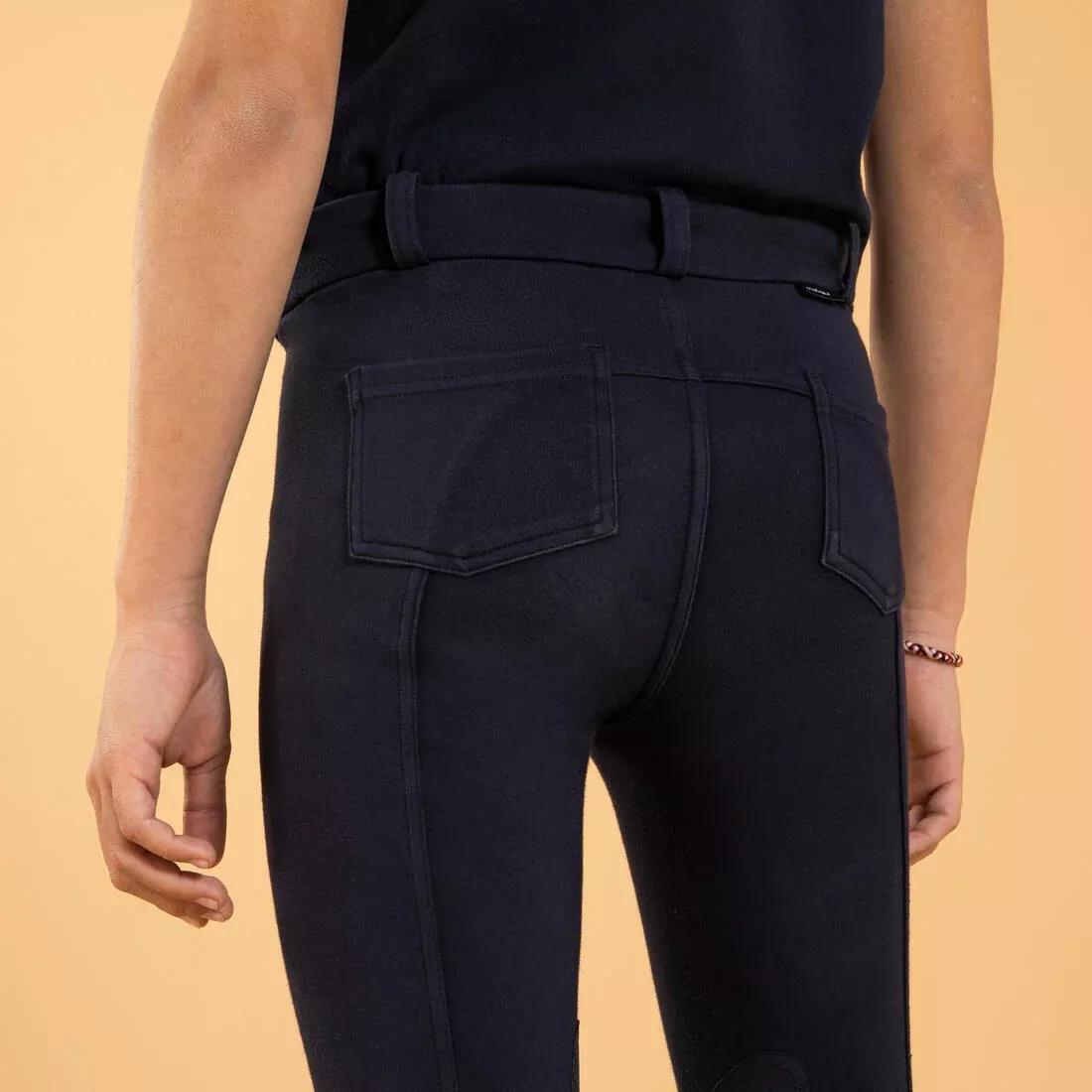 Kids Boys Horse Riding Suede Patch Jodhpurs - 140, Navy, , large image number 5