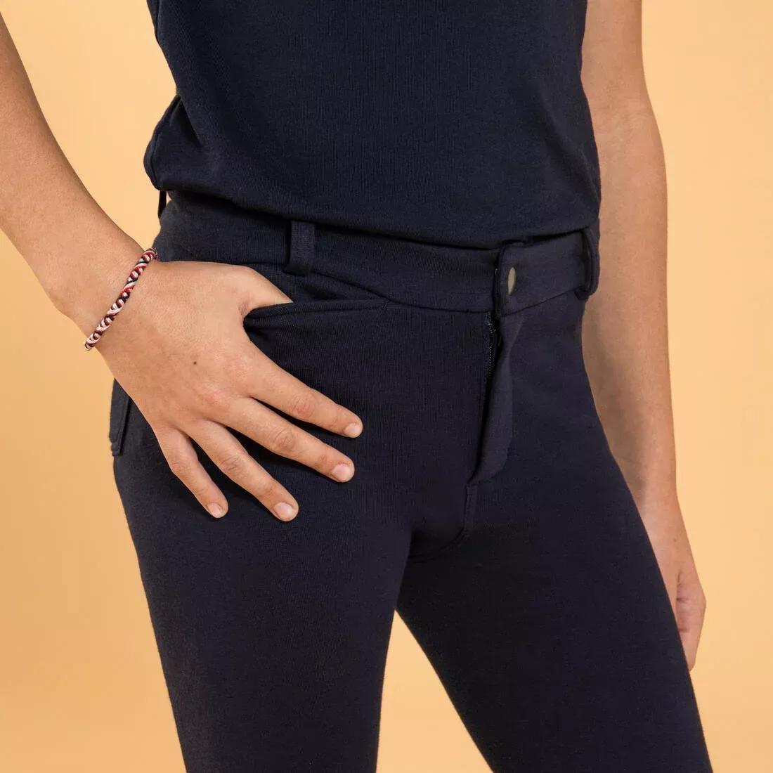 Kids Boys Horse Riding Suede Patch Jodhpurs - 140, Navy, , large image number 8