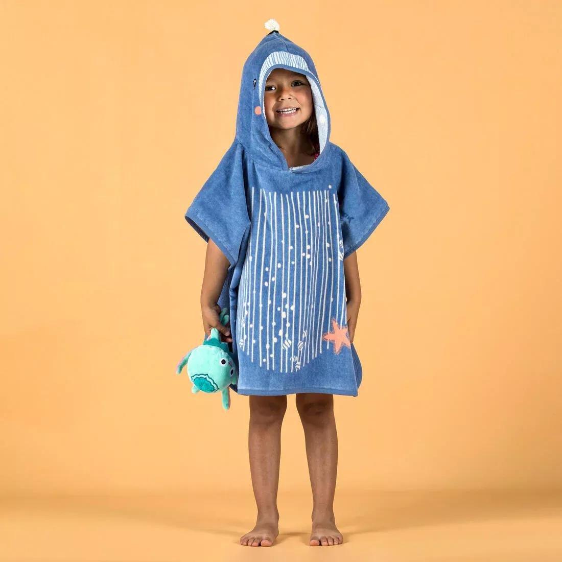 Kids Unisex cotton changing poncho, Blue, No Color, large image number 3