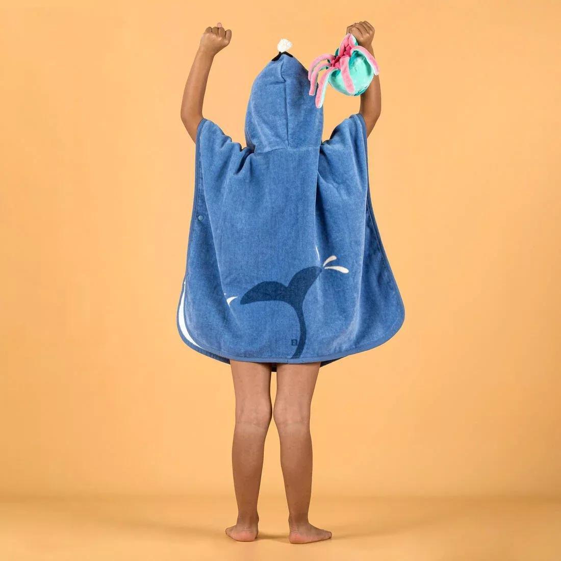 Kids Unisex cotton changing poncho, Blue, No Color, large image number 4