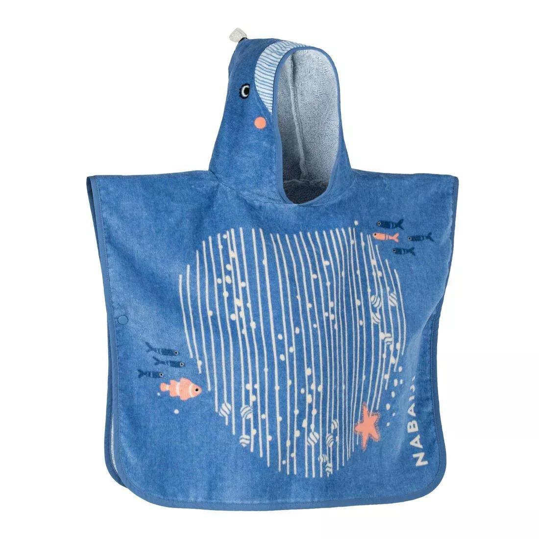 Kids Unisex cotton changing poncho, Blue, No Color, large image number 6