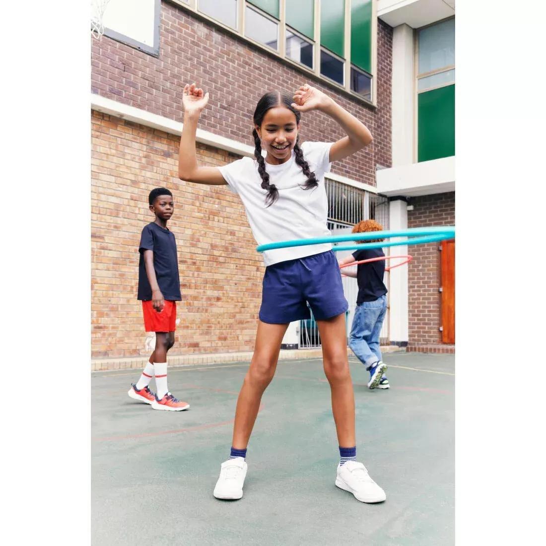 Kids Girls Multisport Cotton Shorts, Navy, No Color, large image number 5