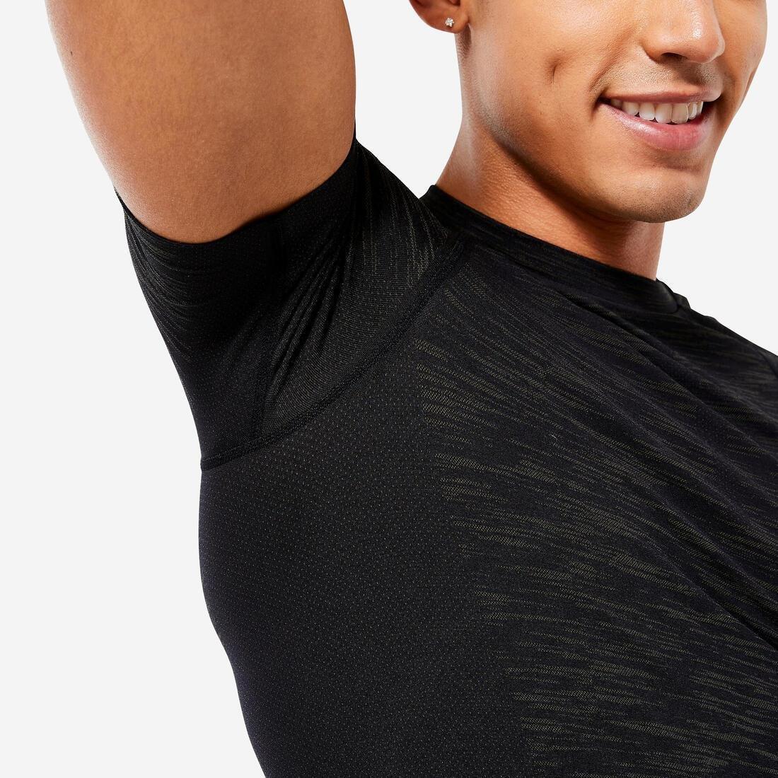 Men Breathable Short-Sleeved Crew Neck Weight Training Compression T-Shirt, Pink, No Color, large image number 10