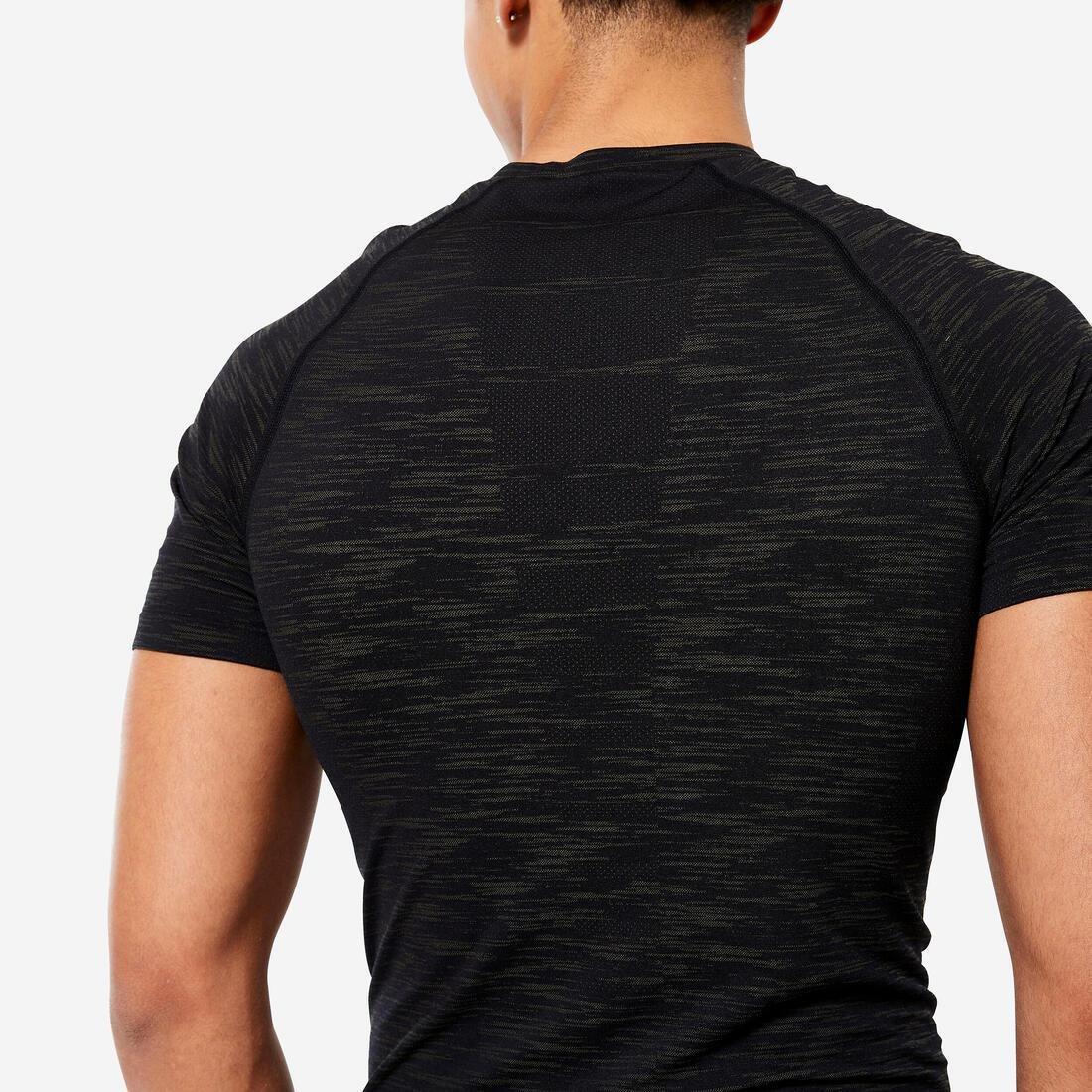 Men Breathable Short-Sleeved Crew Neck Weight Training Compression T-Shirt, Pink, No Color, large image number 11