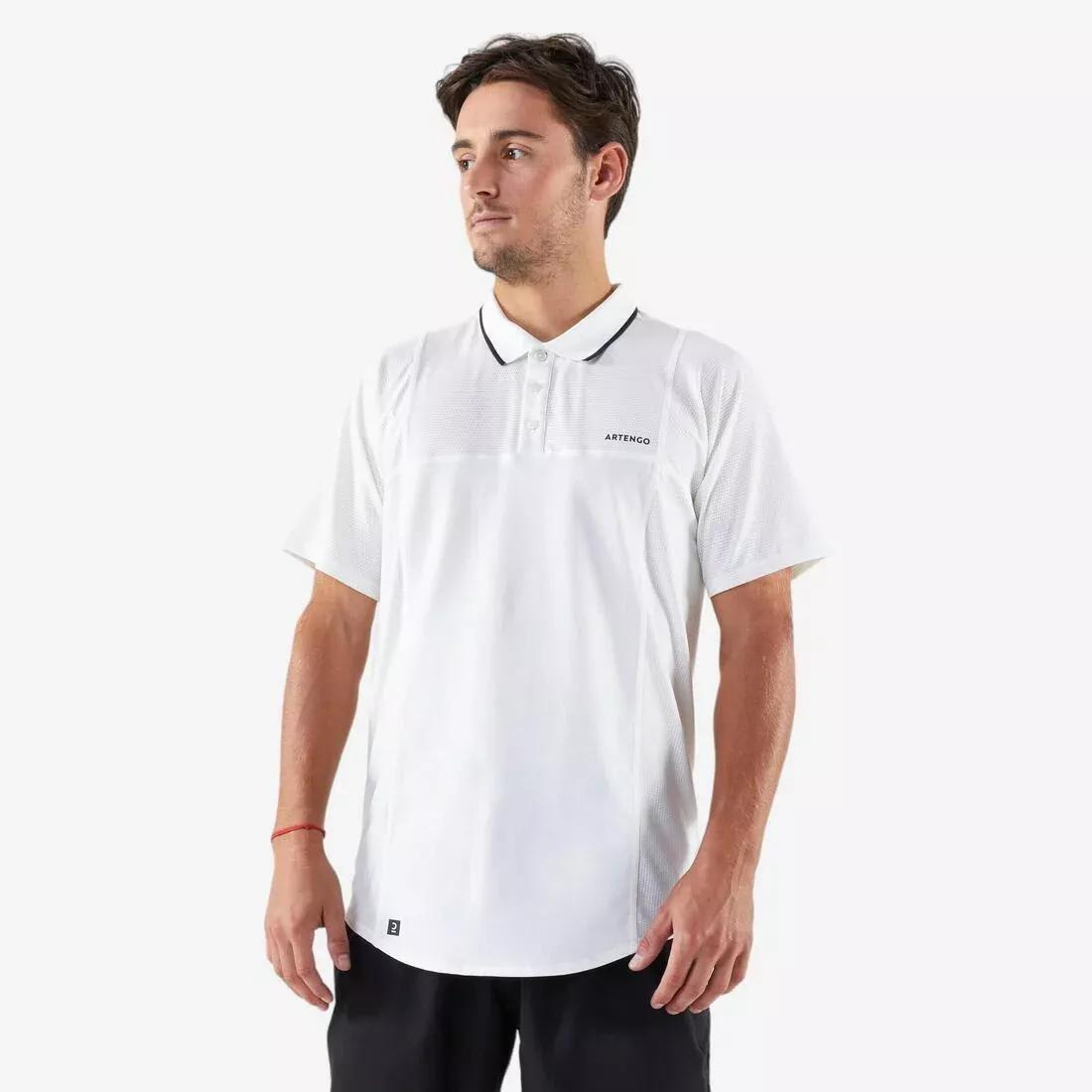 Men Tennis Short-Sleeved Polo Shirt Dry, White, No Color, medium